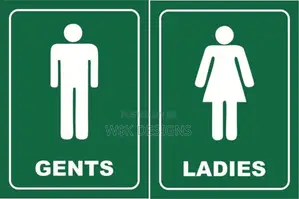 Washrooms Door Blue Labels