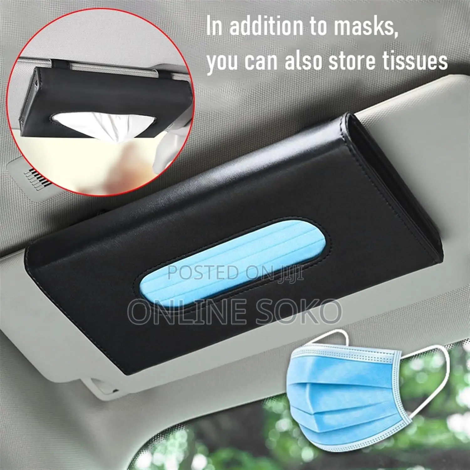 Multipurpose Pu Leather Car Sun Visor Tissue Holder Organizer