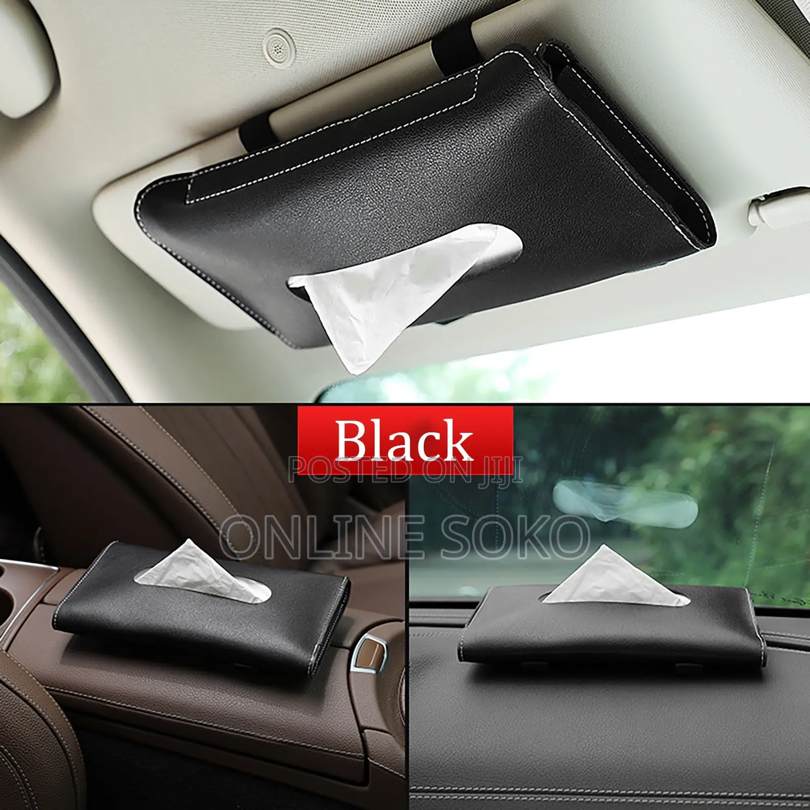 Multipurpose Pu Leather Car Sun Visor Tissue Holder Organizer