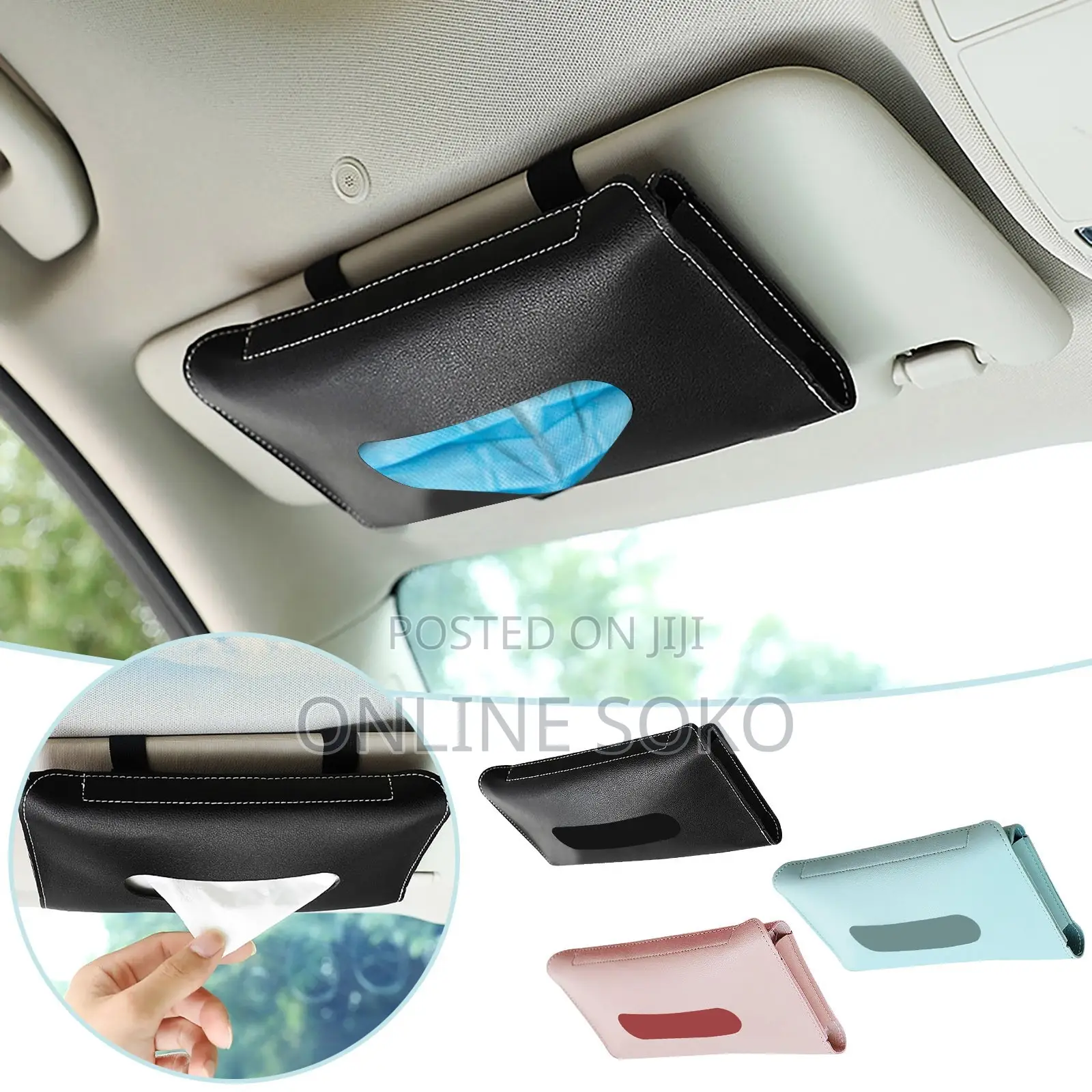 Multipurpose Pu Leather Car Sun Visor Tissue Holder Organizer