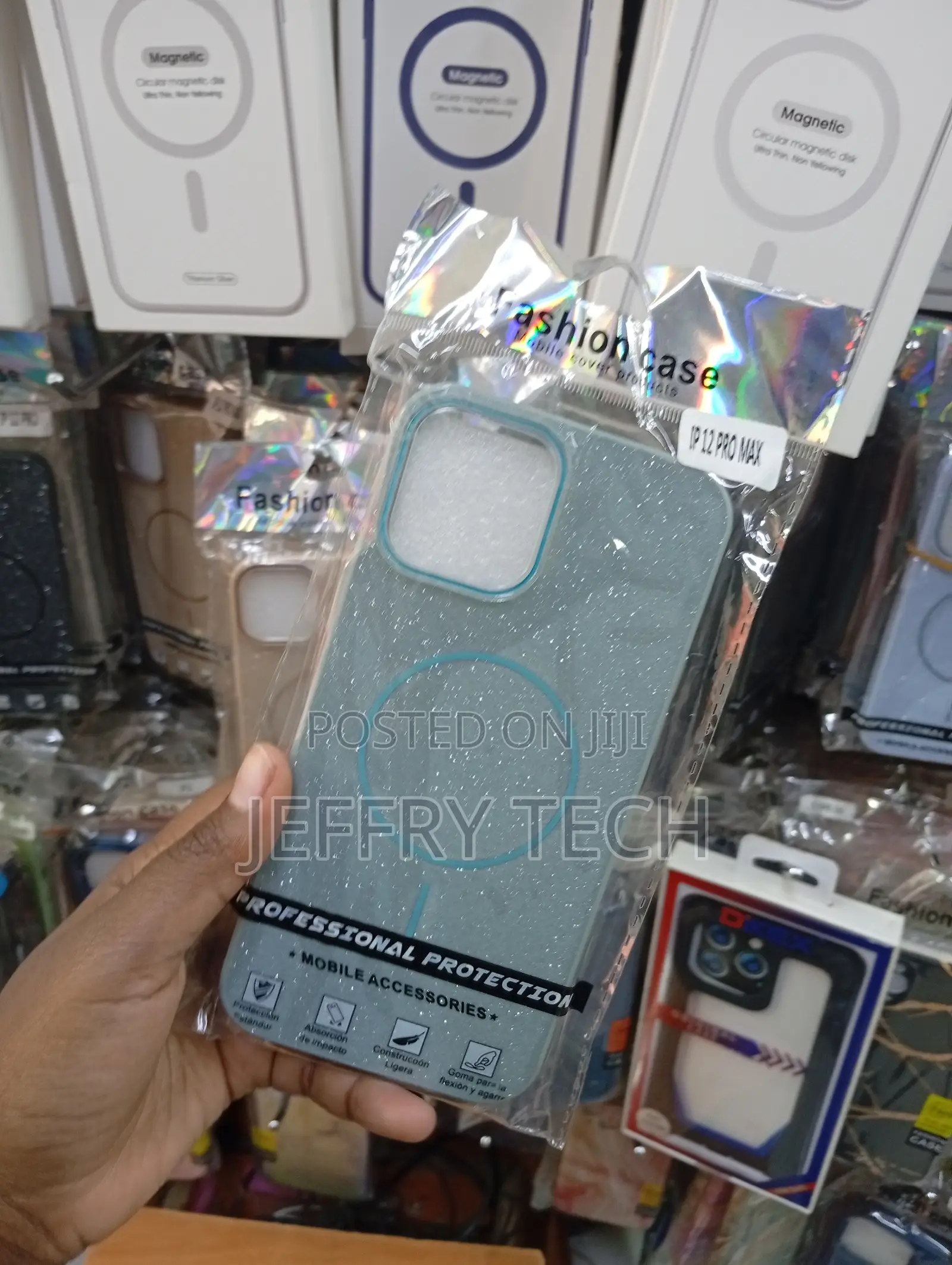 iPhone 12 Pro Max Teal-Blue All-Over Sparkly Glitter Texture Case