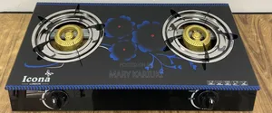 Icona London 2 Burner Glass Top Auto Gas Stove