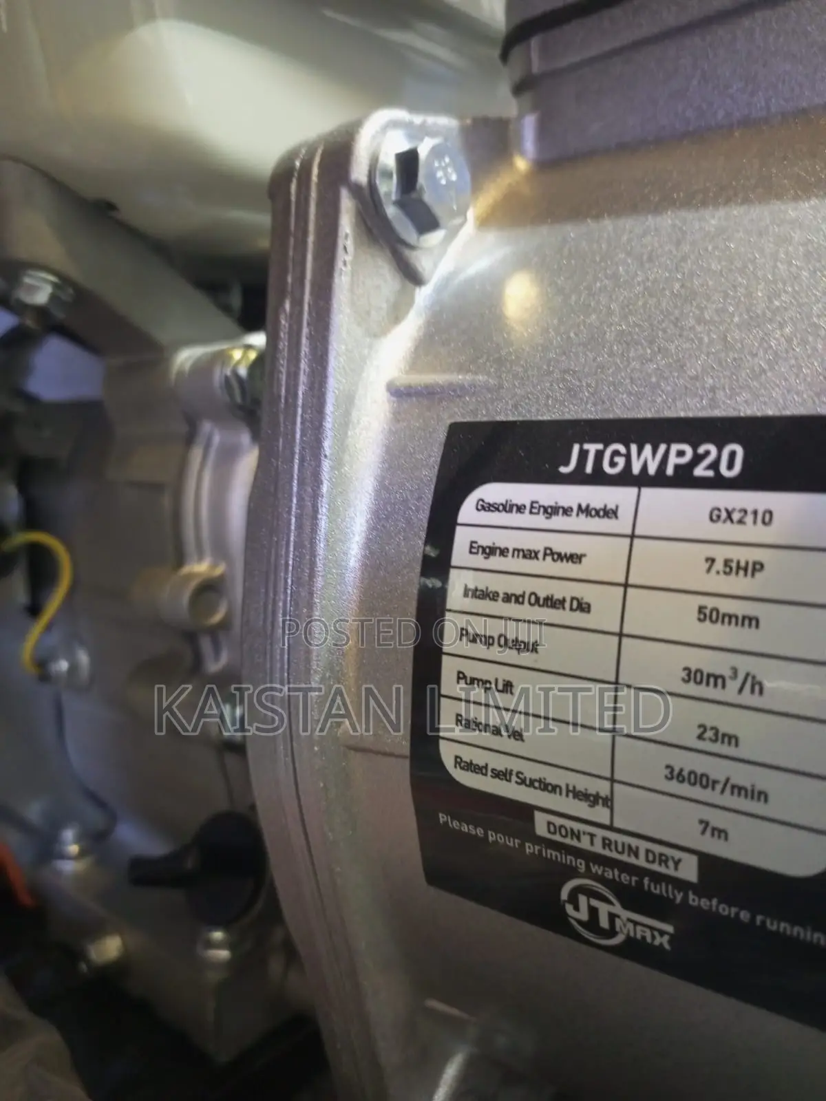 Jtmax 2" Petrol Water Pump 7.5hp. Jtgwp20 30m3/H