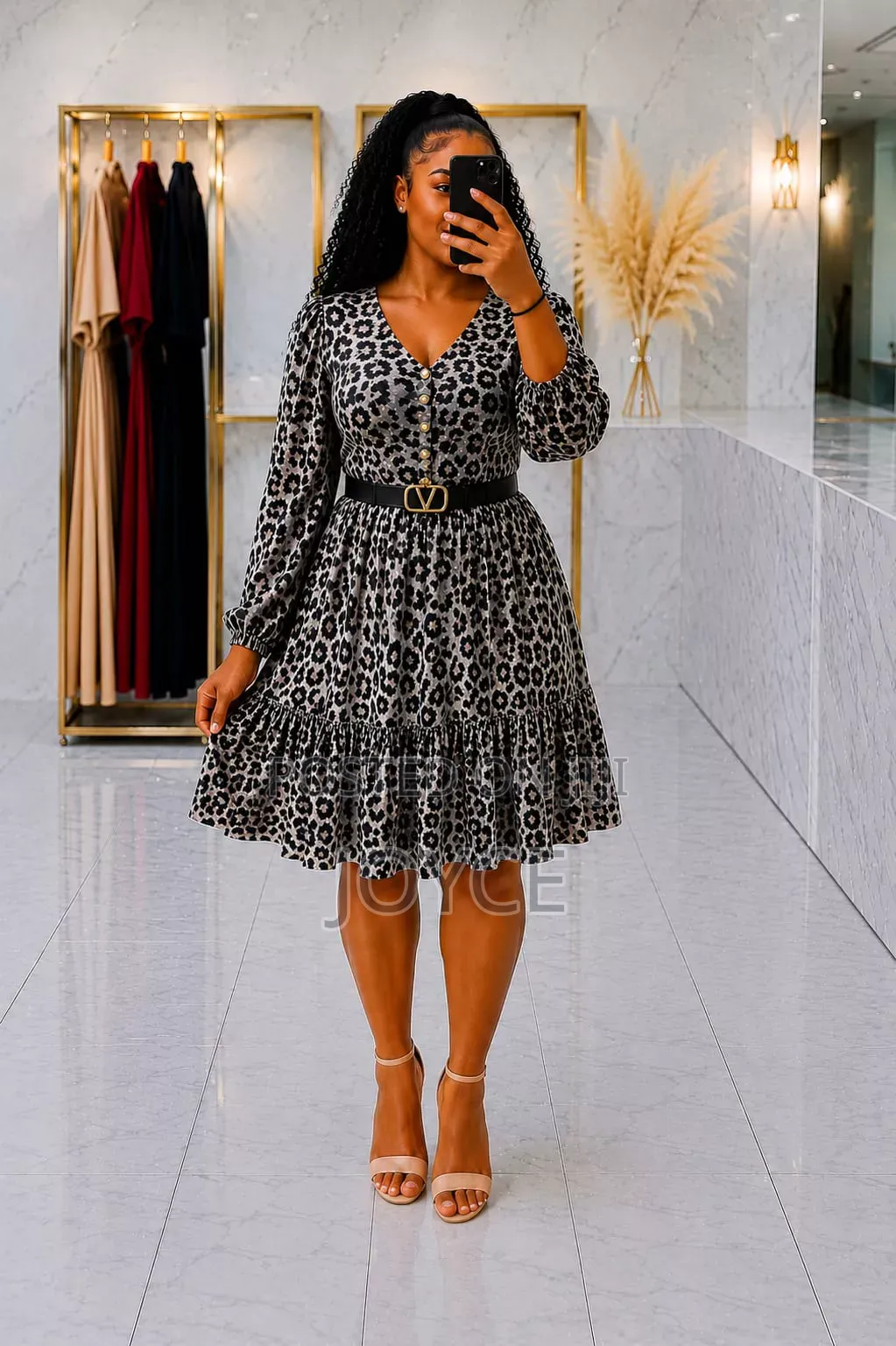 Animal Print Dress With Belt