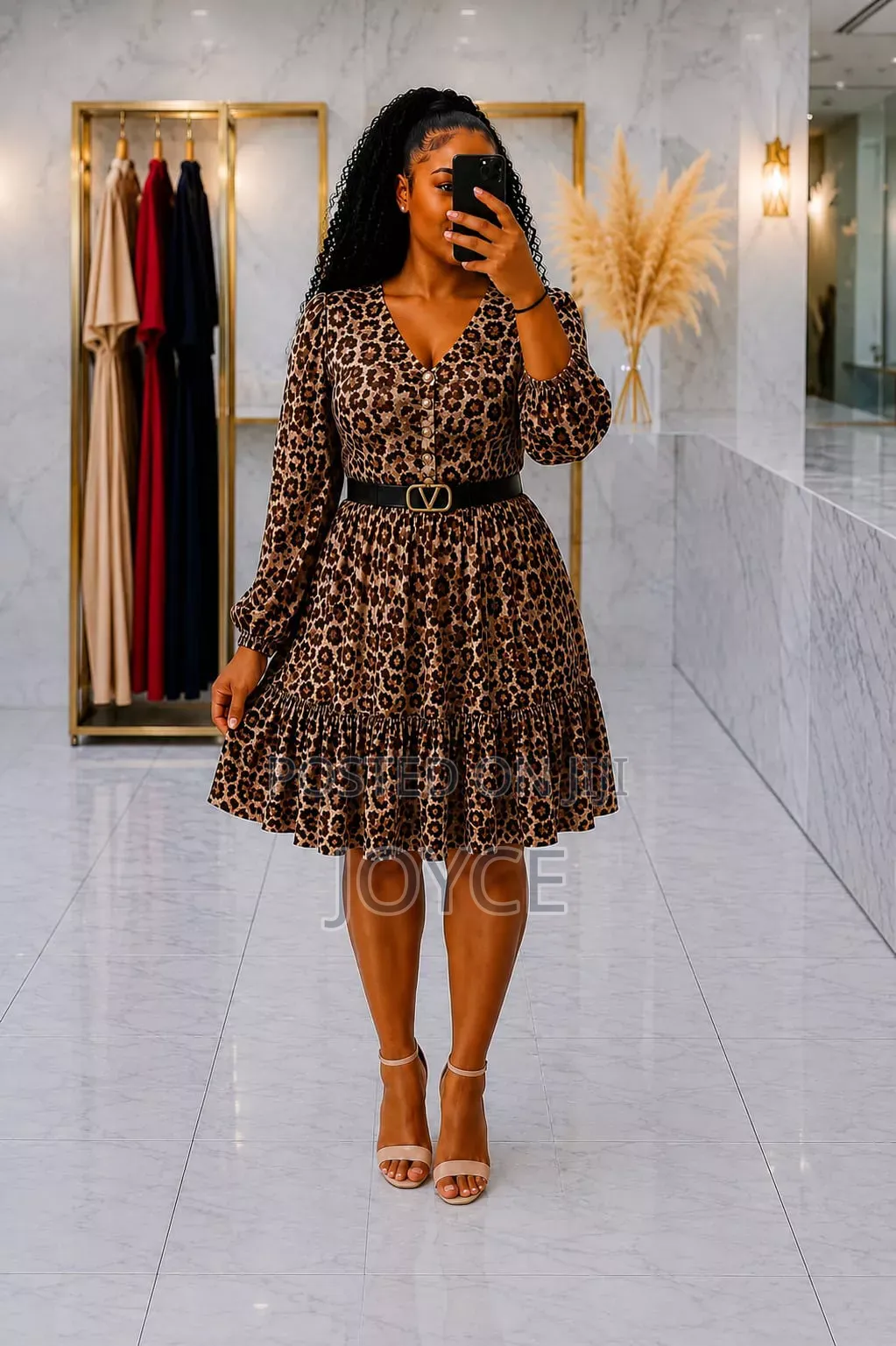 Animal Print Dress With Belt