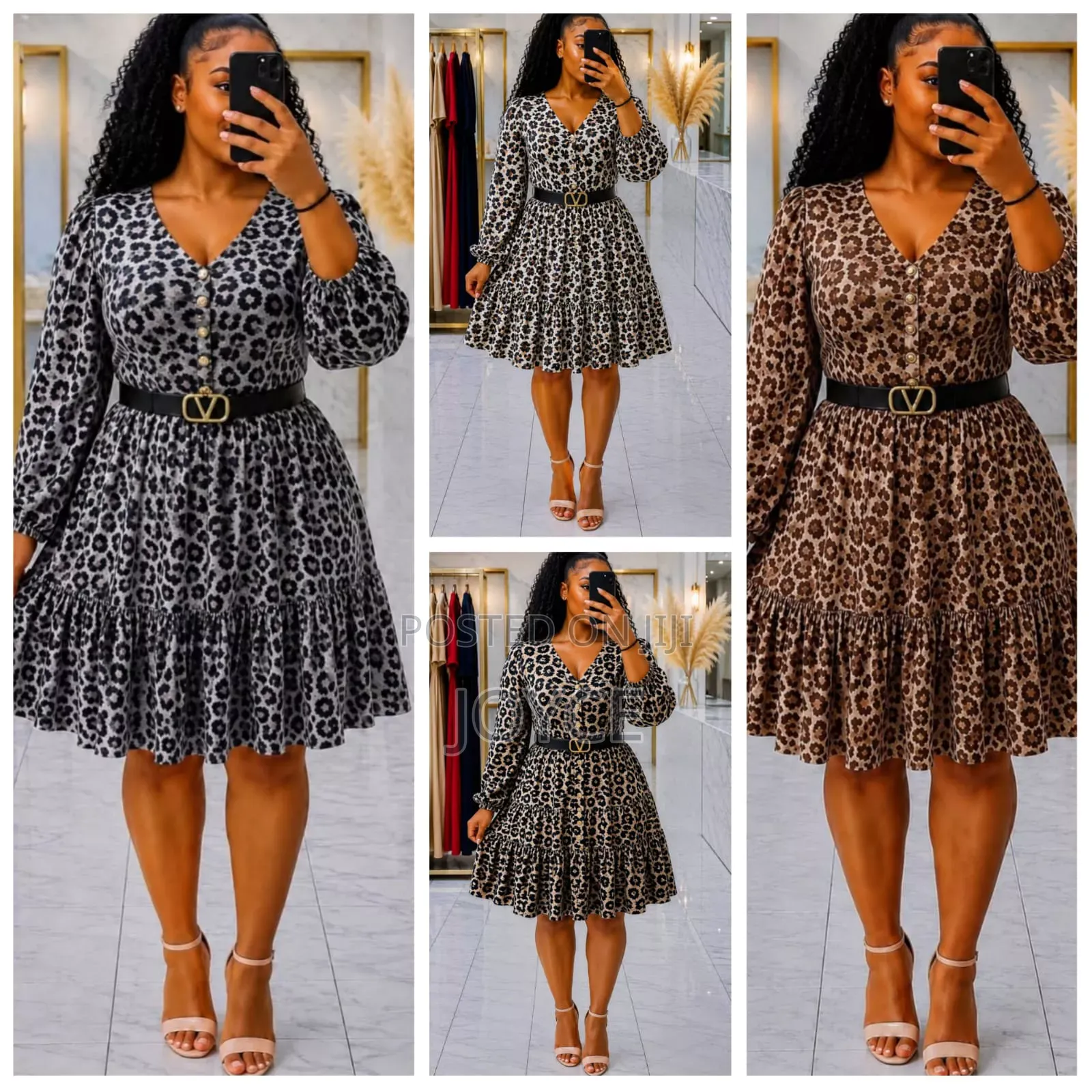 Animal Print Dress With Belt