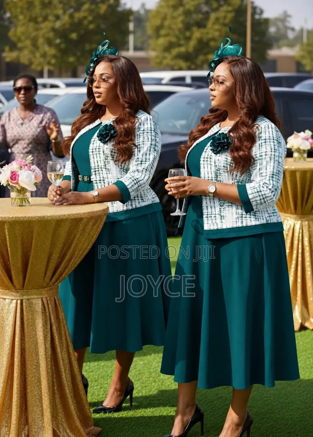 Plain Circular Dress With Flowered Coat