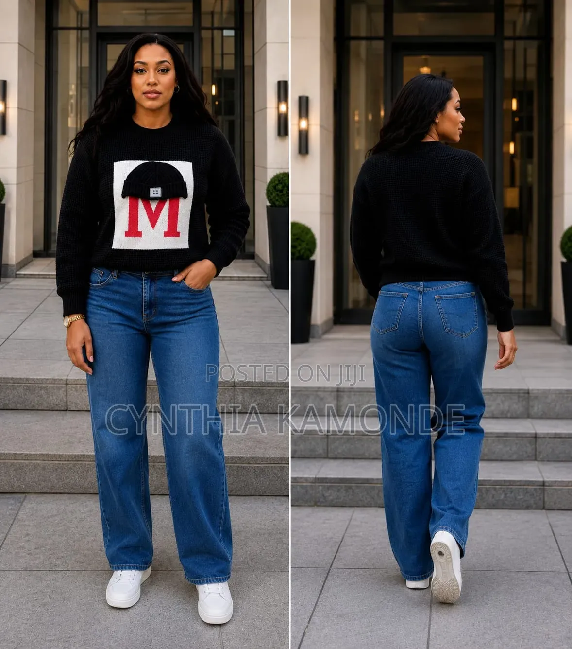 Waffle Knit Graphic Sweater