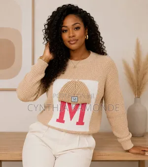 Waffle Knit Graphic Sweater