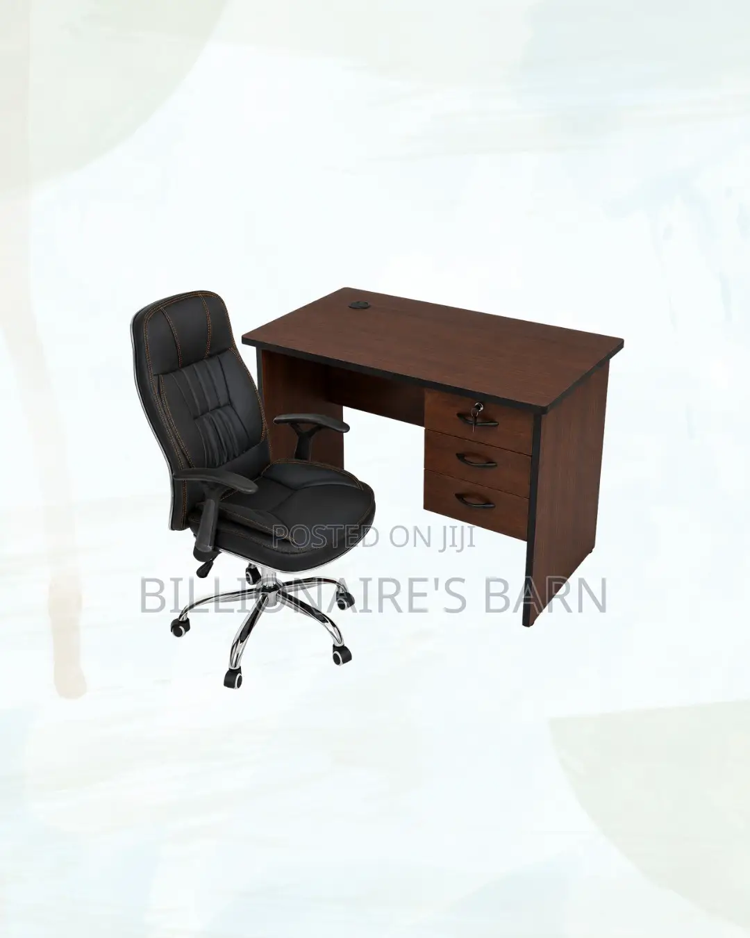 Compact 1m Desk and C35 Executive Leather Chair for Office Routines