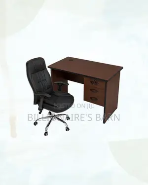 Compact 1m Desk and C35 Executive Leather Chair for Office Routines