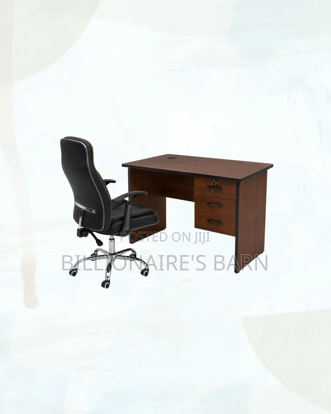 Compact 1m Desk and C35 Executive Leather Chair for Office Routines