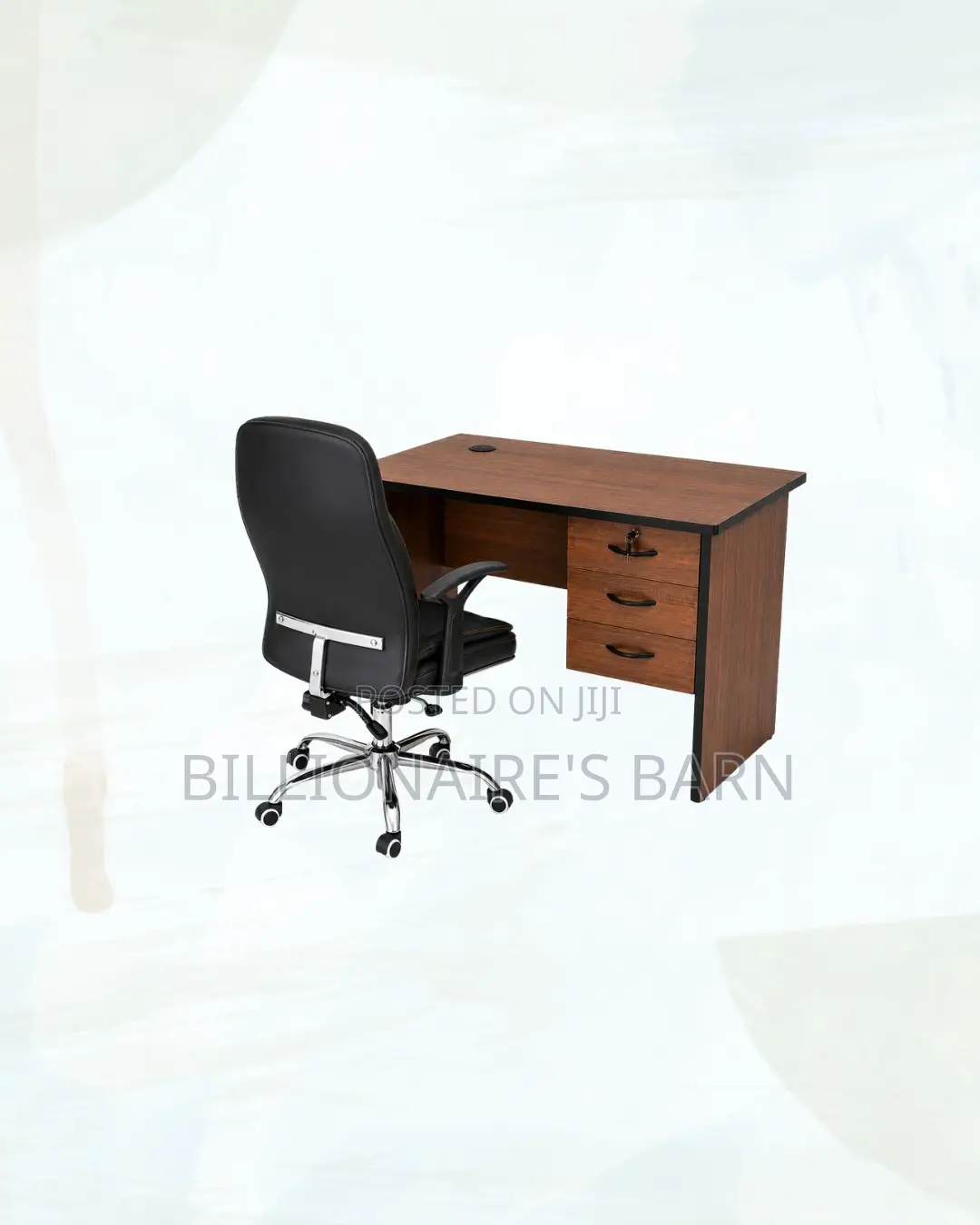Compact 1m Desk and C35 Executive Leather Chair for Daily Tasks