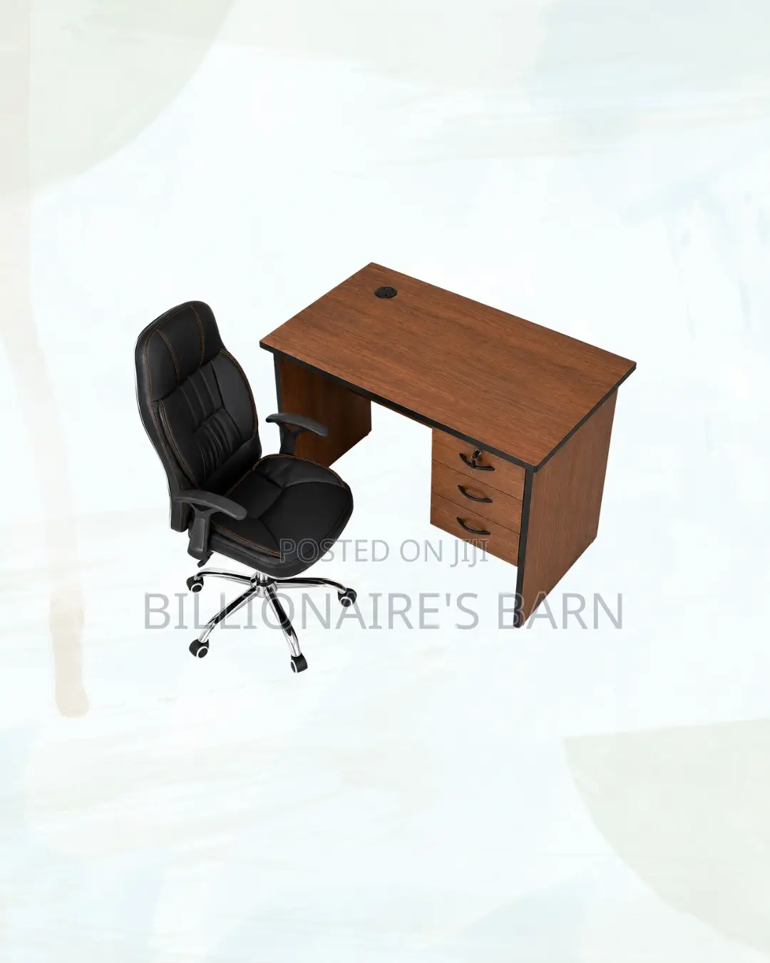 Compact 1m Desk and C35 Executive Leather Chair for Daily Tasks