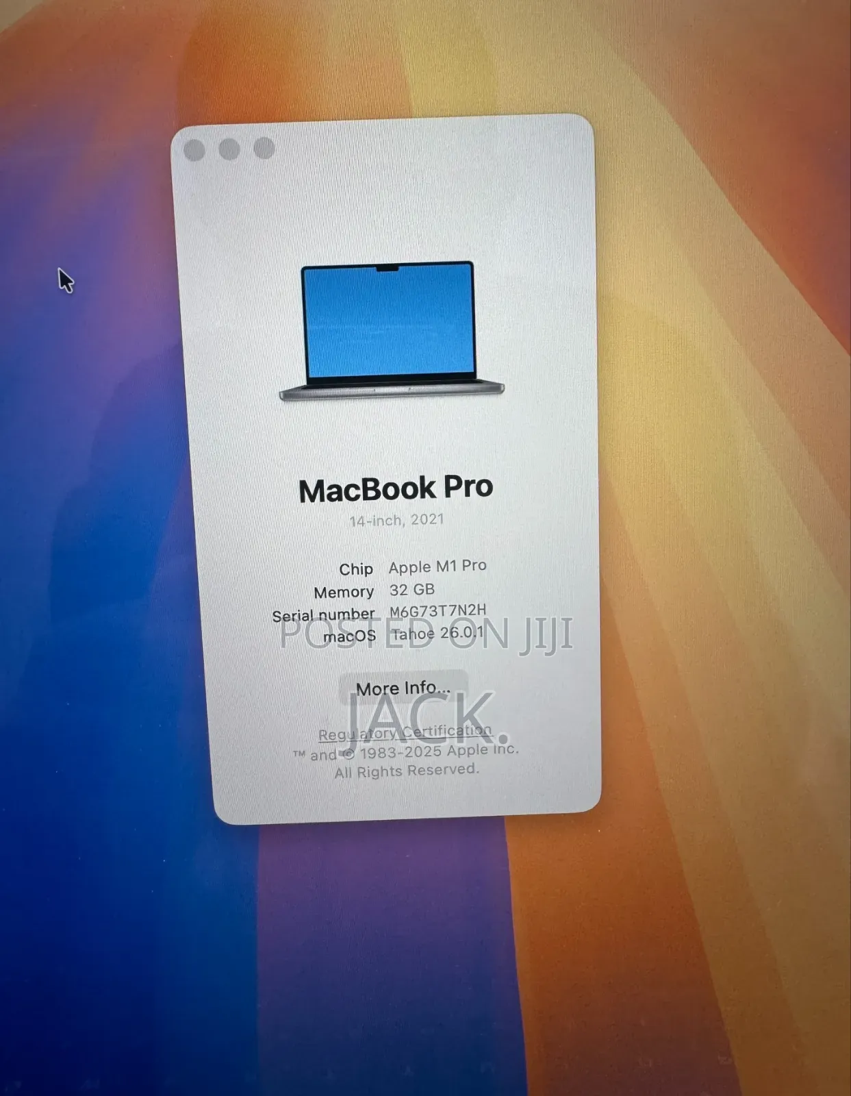 Laptop Apple MacBook Pro 2021 M1 32GB Apple M1 Pro SSD 512GB