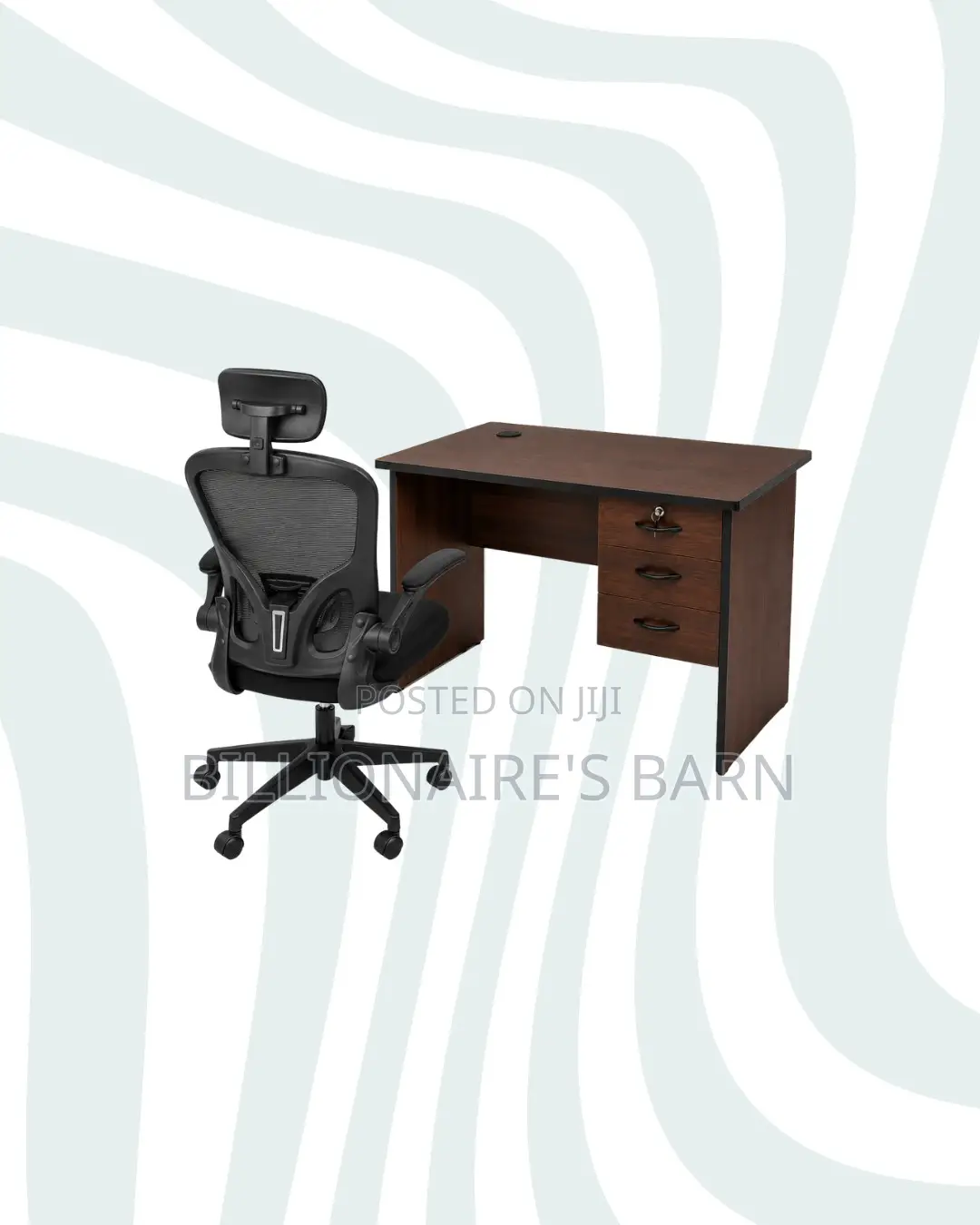 Compact 1m Desk Flip-Up Arms Ergonomic Chair for Desk Organisation