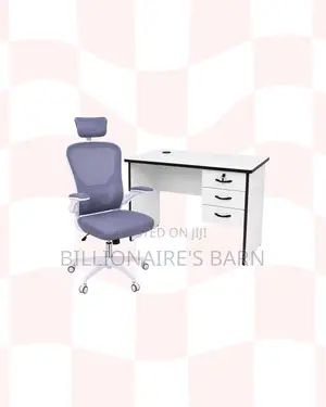 Compact 1m Desk White Flip-Up Arms Ergonomic Chair ,Desk Organisation