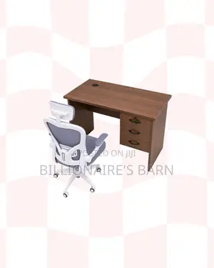 Compact 1m Desk White Flip-Up Arms Ergonomic Chair, Professional Use