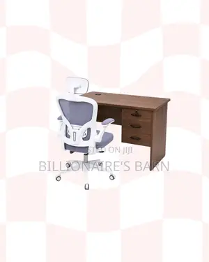 Compact 1m Desk White Flip-Up Arms Ergonomic Chair, Professional Use