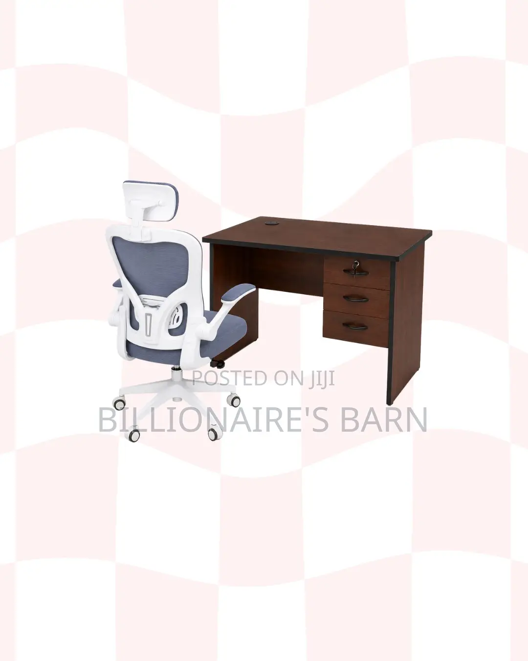 Compact 1m Desk White Flip-Up Arms Ergonomic Chair for Workday Support