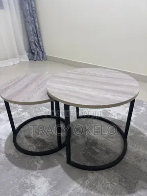 Wooden Table With Metal Stand