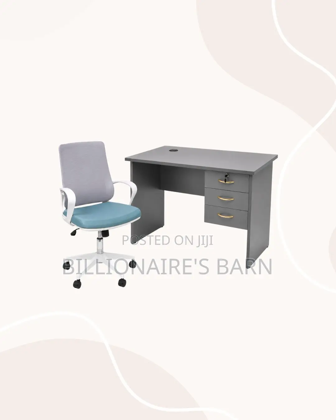 Compact 1m Desk White Mid-Back Ergonomic Mesh Chair for Compact Spaces