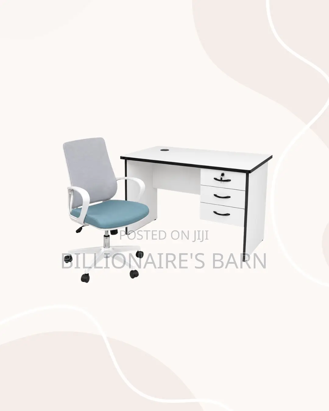 Compact 1m Desk White Mid-Back Ergonomic Mesh Chair for Daily Tasks
