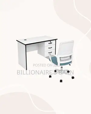 Compact 1m Desk White Mid-Back Ergonomic Mesh Chair for Daily Tasks