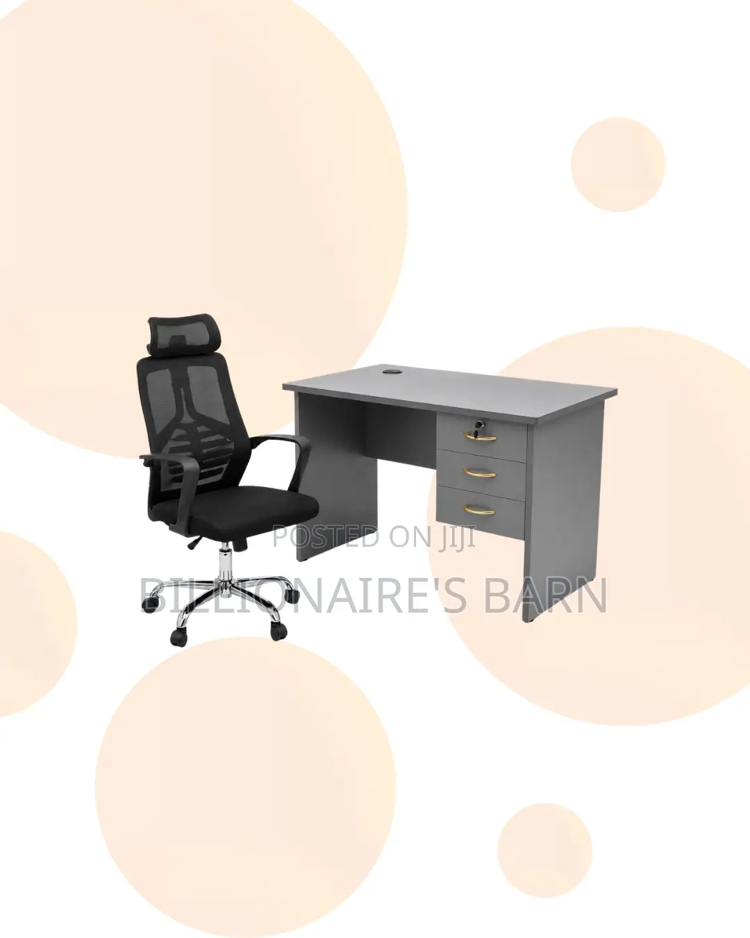 Compact 1m Desk and High-Back Ergonomic Mesh Chair for Compact Spaces