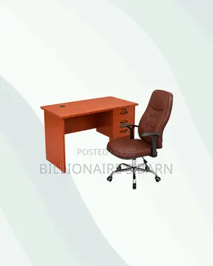 Compact 1m Desk and Brown Executive Leather Chair for Professional Use