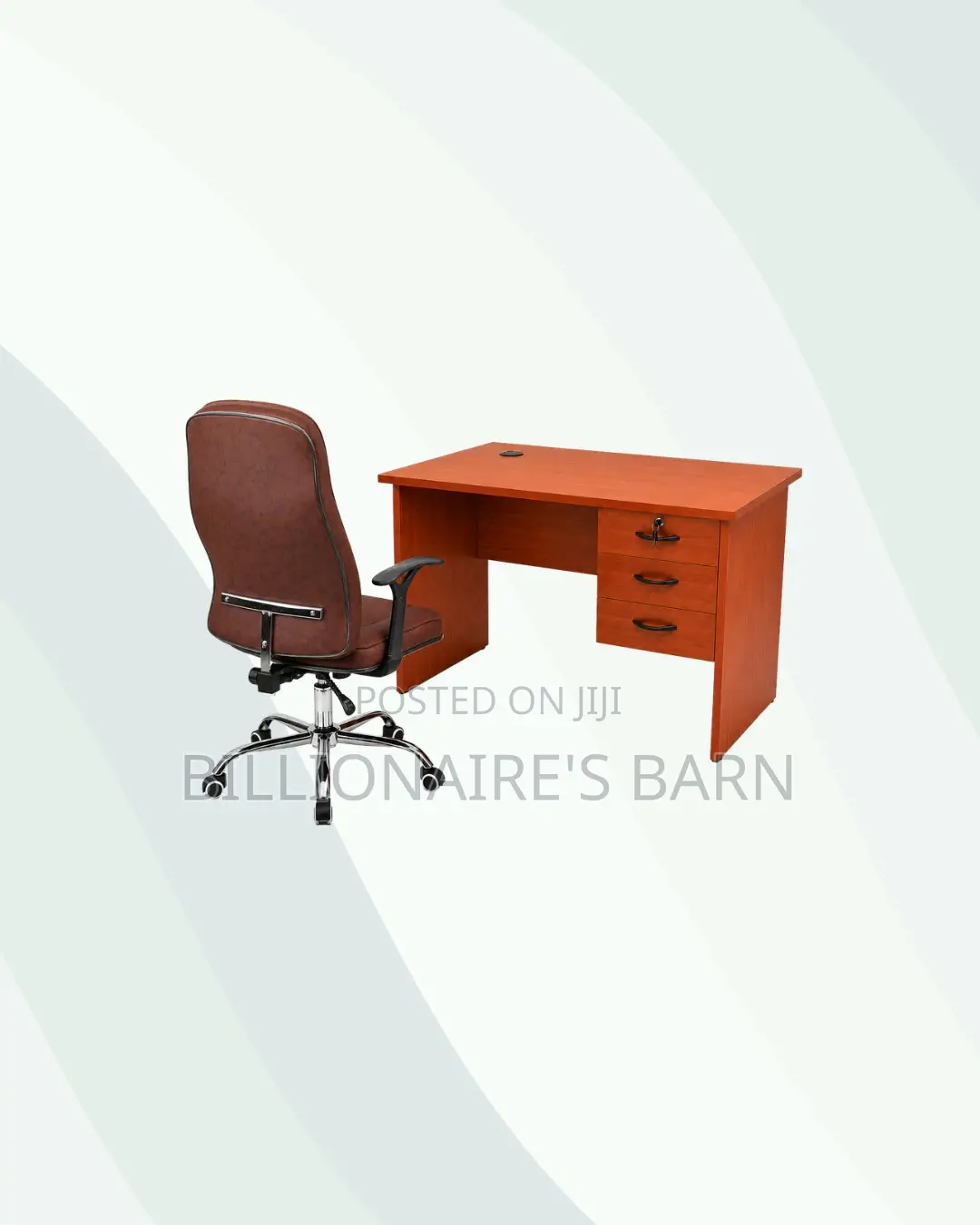 Compact 1m Desk and Brown Executive Leather Chair for Professional Use