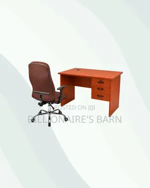 Compact 1m Desk and Brown Executive Leather Chair for Professional Use