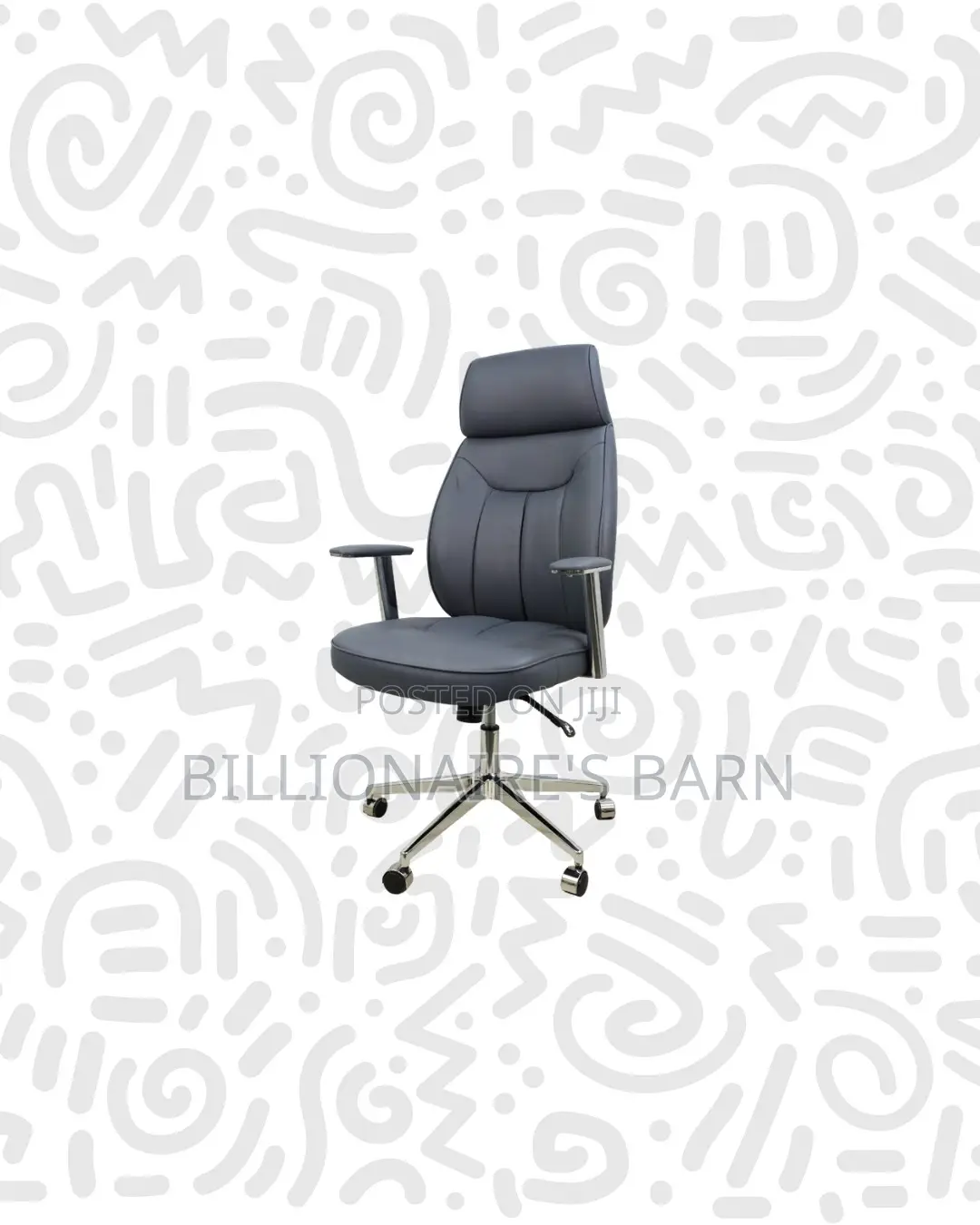 Grey Executive Leather Chair High Back for Compact Work Areas