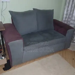 2-Seater Sofa - Grey With Maroon Arms