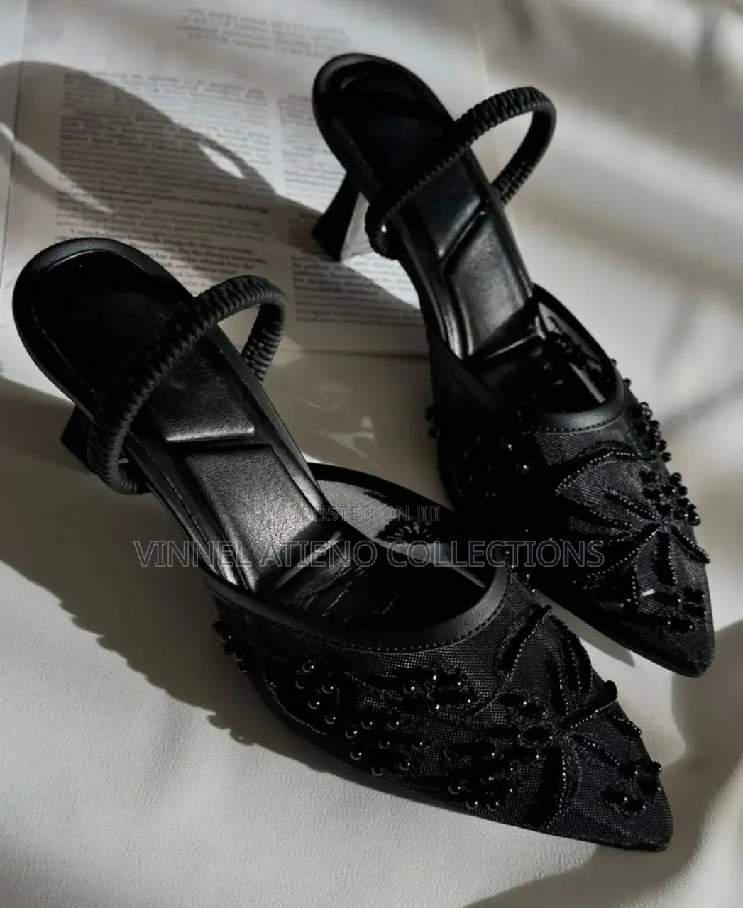 *Zara Embroidered Mesh Heels