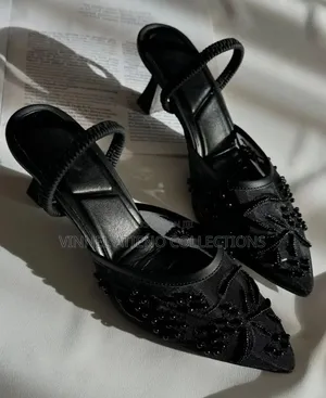 *Zara Embroidered Mesh Heels