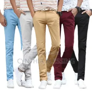Fashion Khaki Trousers Straight Quality _0120