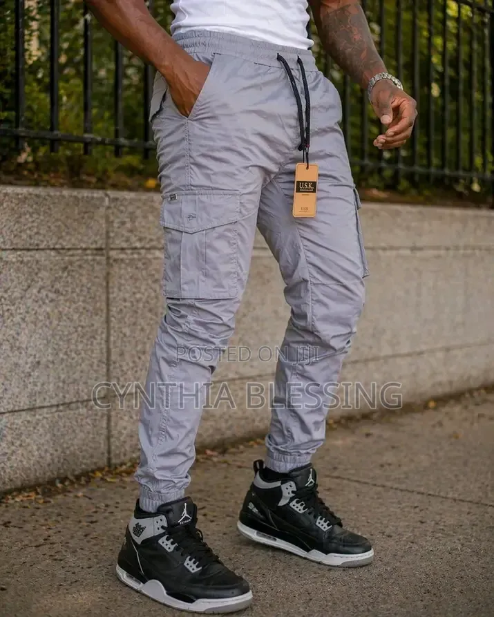 Grey Cargo Pants Trousers