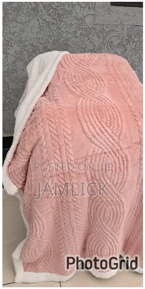 Peach Lambswool Double-Sided Throw Blanket – 6×7ft - Rb