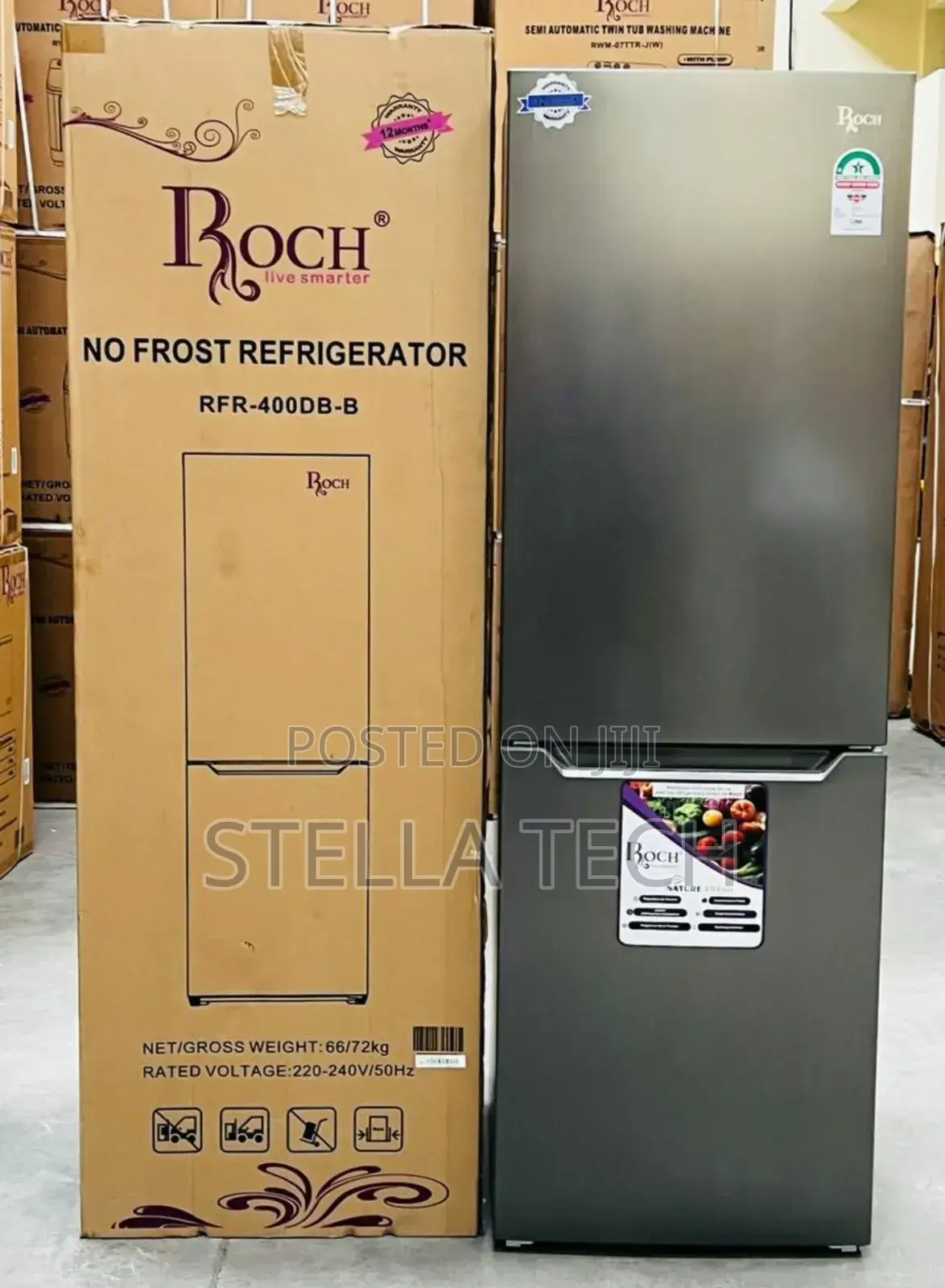 330 Litres Roch No Frost ( *Rfr-400db-B *) Double Door Fridge