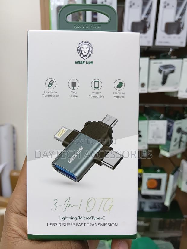Green Lion 3 in 1 ( Lightning / Micro / Type-C ) Otg Adapter. - thumbnail 2