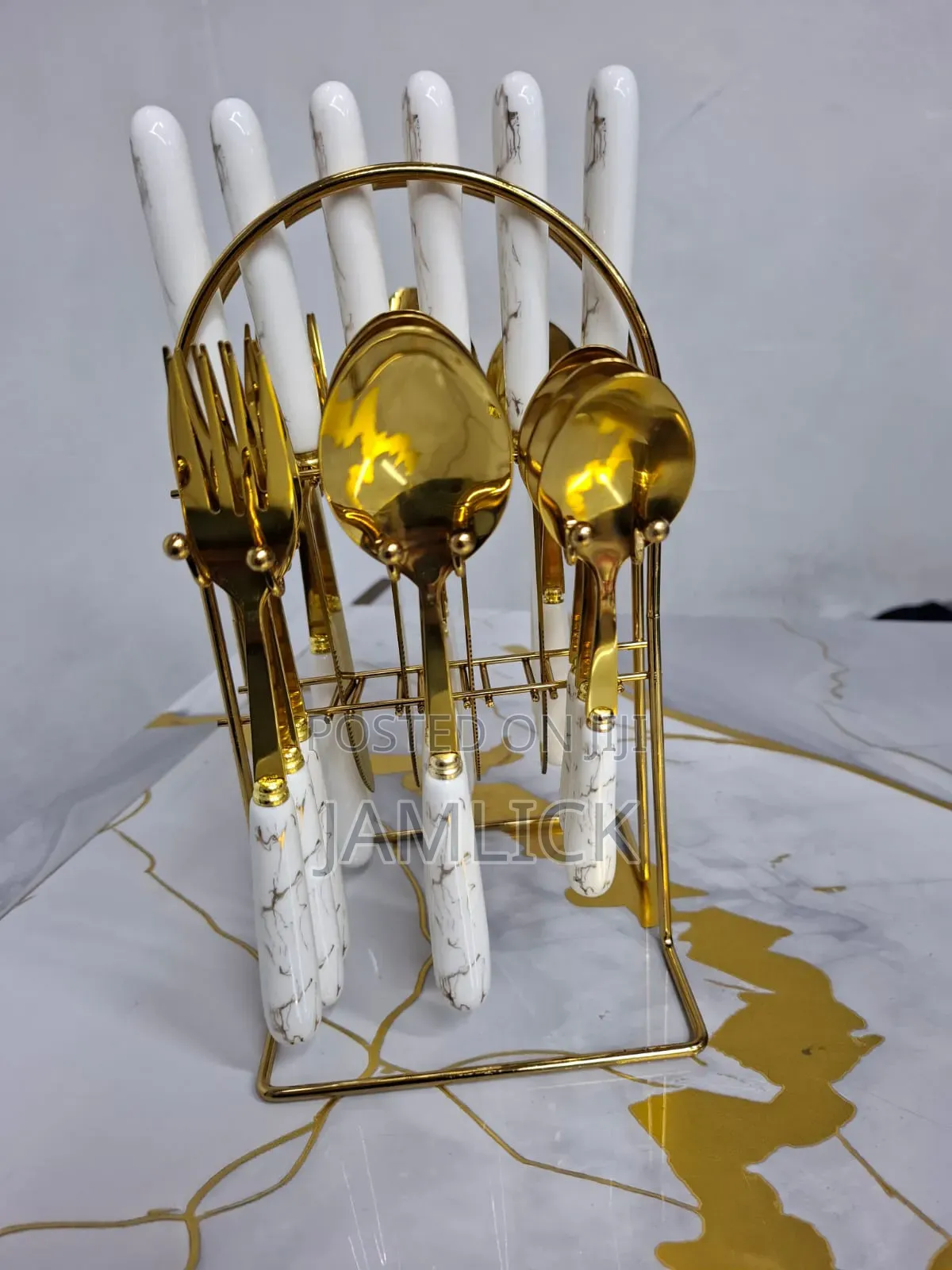 Gold Marble Table Spoon Set - Pt