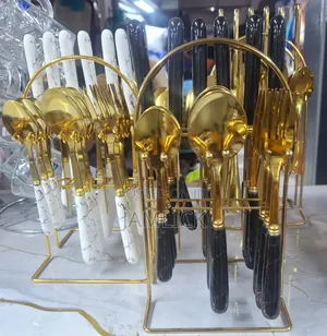 Gold Marble Table Spoon Set - Pt