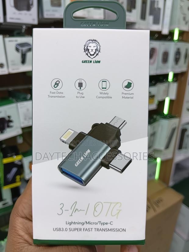 This Is a Green Lion 3-in-1 Otg Adaptor for Fast Data Transmission - main view
