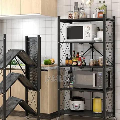 Big Size 5-Tier Foldable Kitchen Rack With Wheels - Pt