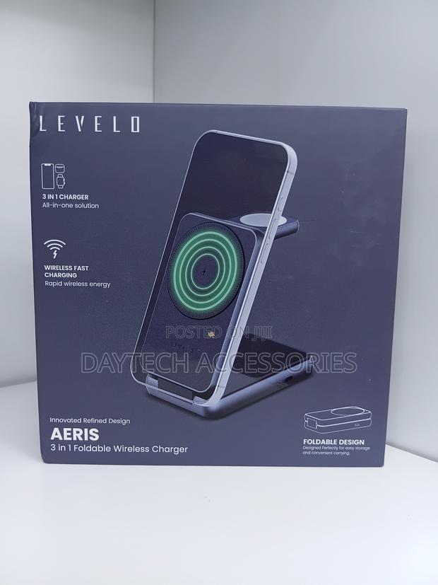 Levelo Aeris 3-in-1 Foldable Wireless Charger - Cloudy Gray - thumbnail 2