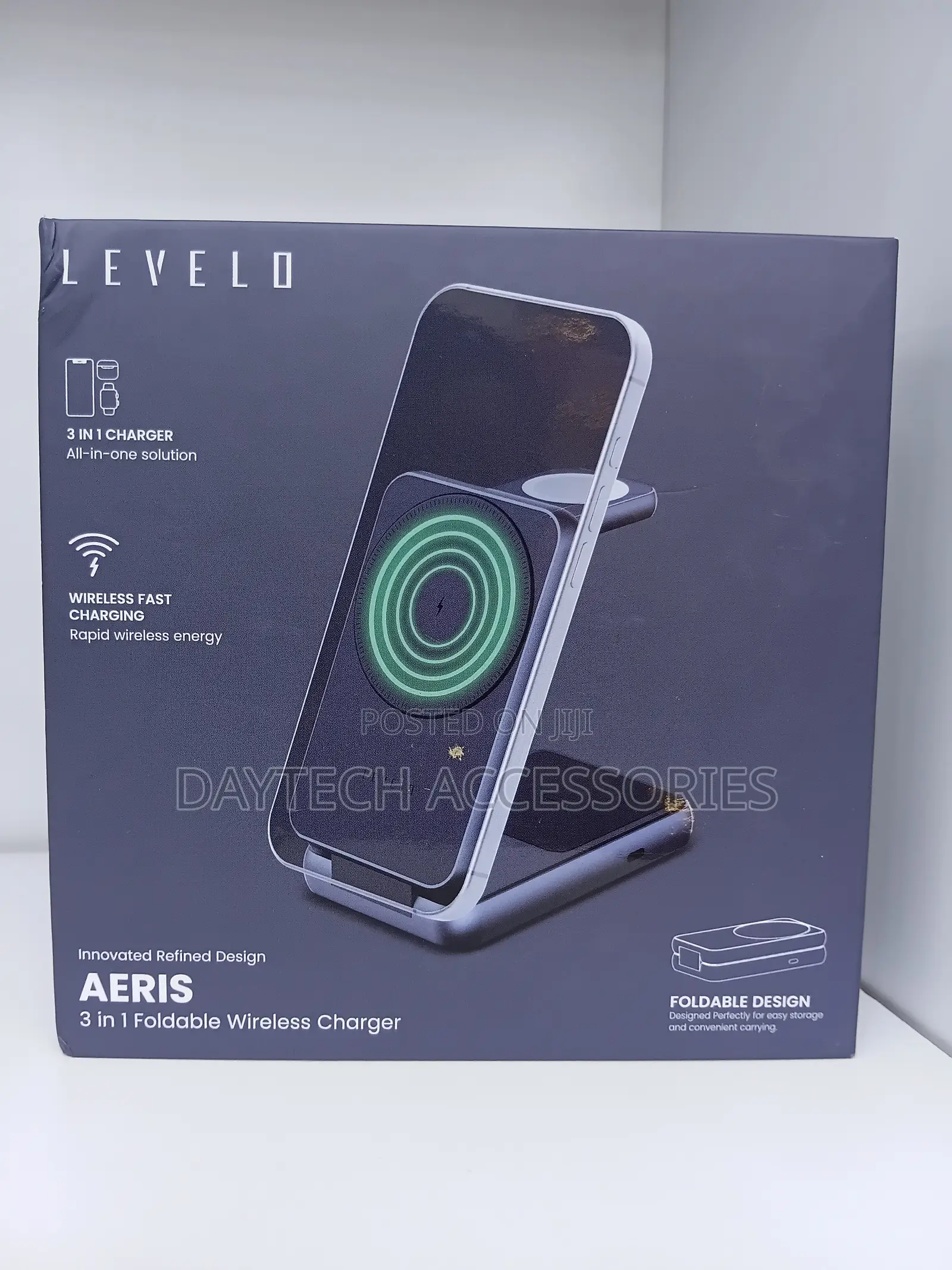 Levelo Aeris 3-in-1 Foldable Wireless Charger - Cloudy Gray