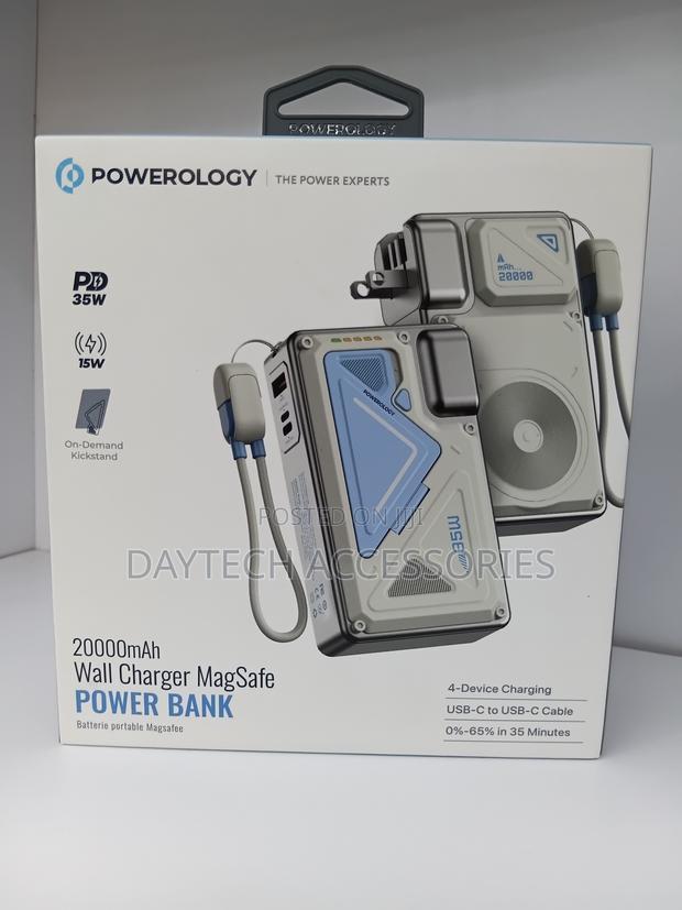 Powerology 20000mah Multiplug Wall Charger Magsafe Power Bank - Black