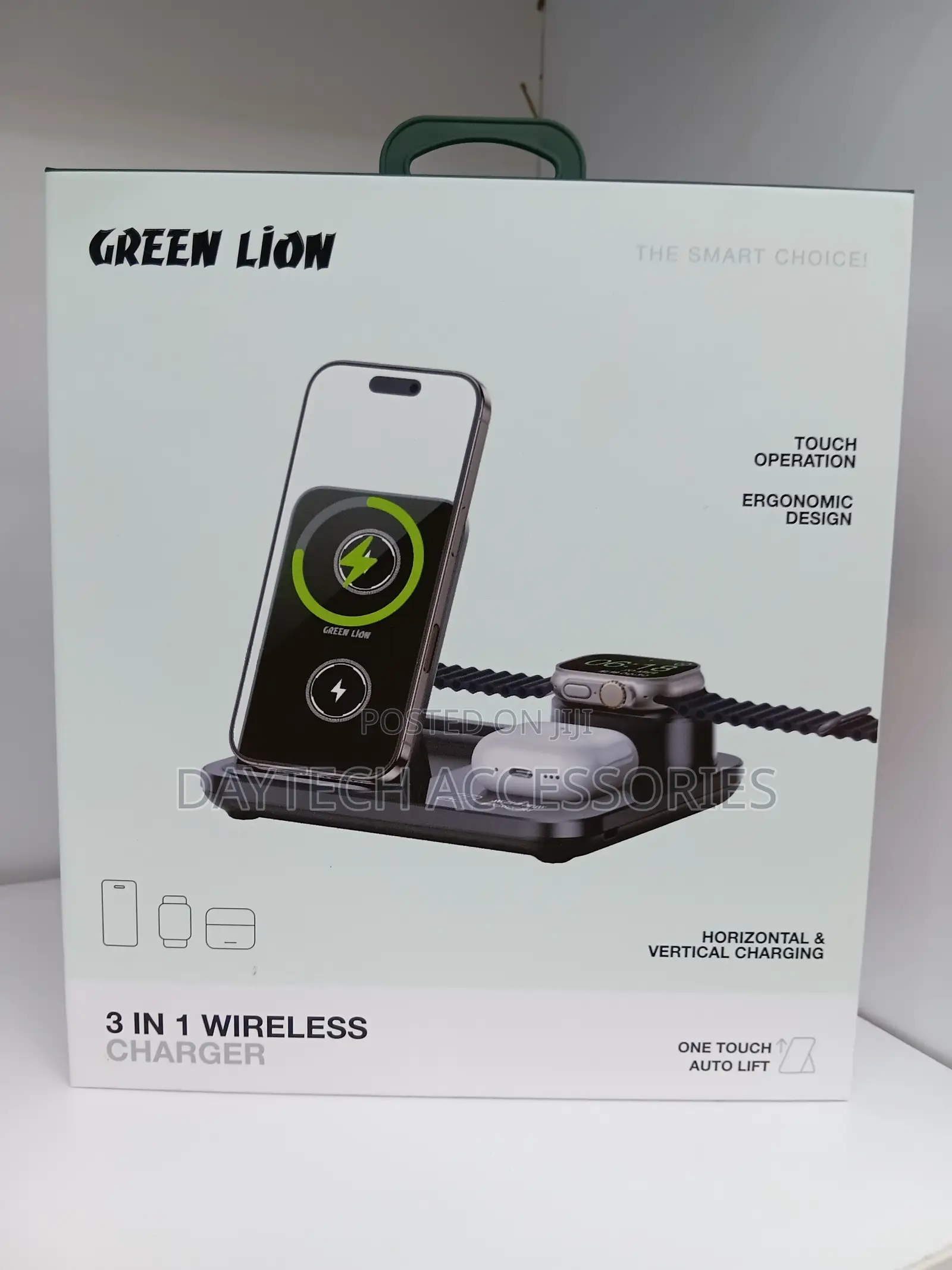 This Is a Green Lion 3 in 1 Wireless Charger.