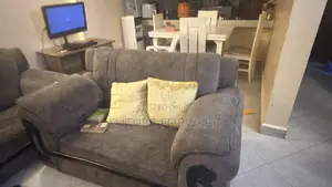Modern 8-Seater Grey Fabric Sofa Set – Excellent Condition